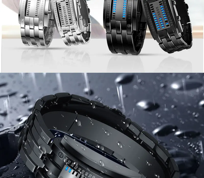 SKMEI Fashion Creative Sport Watch Men Stainless Steel Strap LED Display Watches 5Bar Waterproof Digital Watch reloj hombre 0926