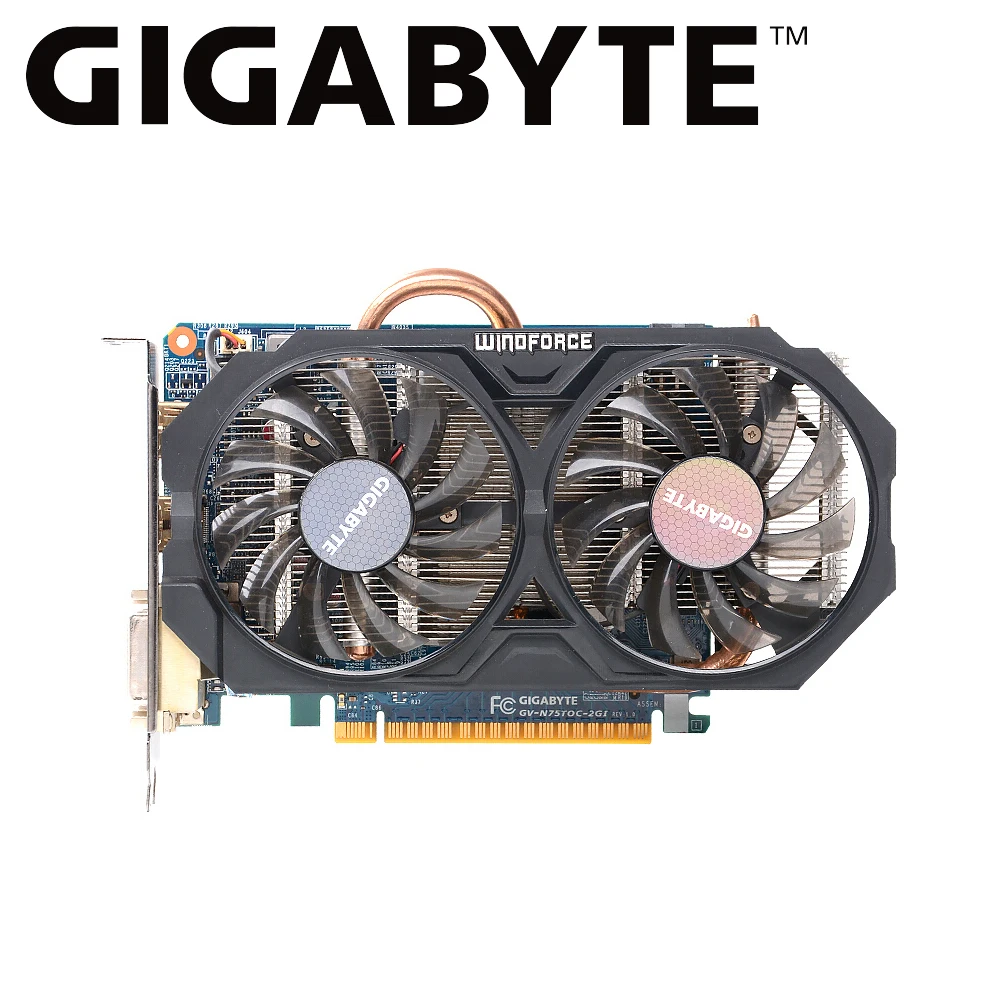 

Gigabyte graphic card gtx 750 ti 2GB GV-N75TOC-2GI NVIDIA GeForce GTX 750 Ti GPU GDDR5 128-bit 2GB for pc gamer video card