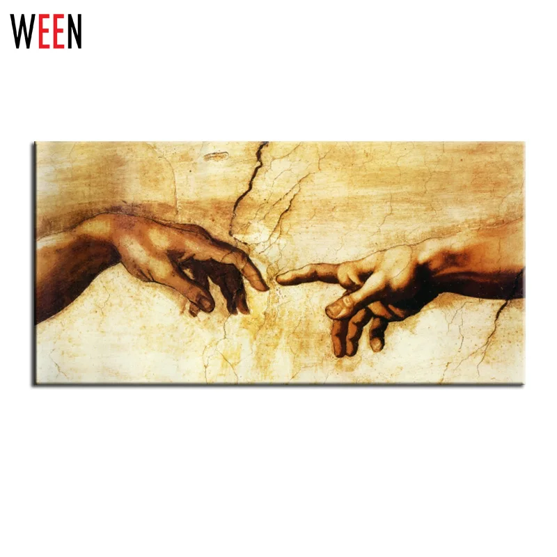 

Famous Canvas Printing (Creation Of Adam) By Michelangelo Print On Canvas For Wall Decor Hand Pictures Canvas Art Frameless