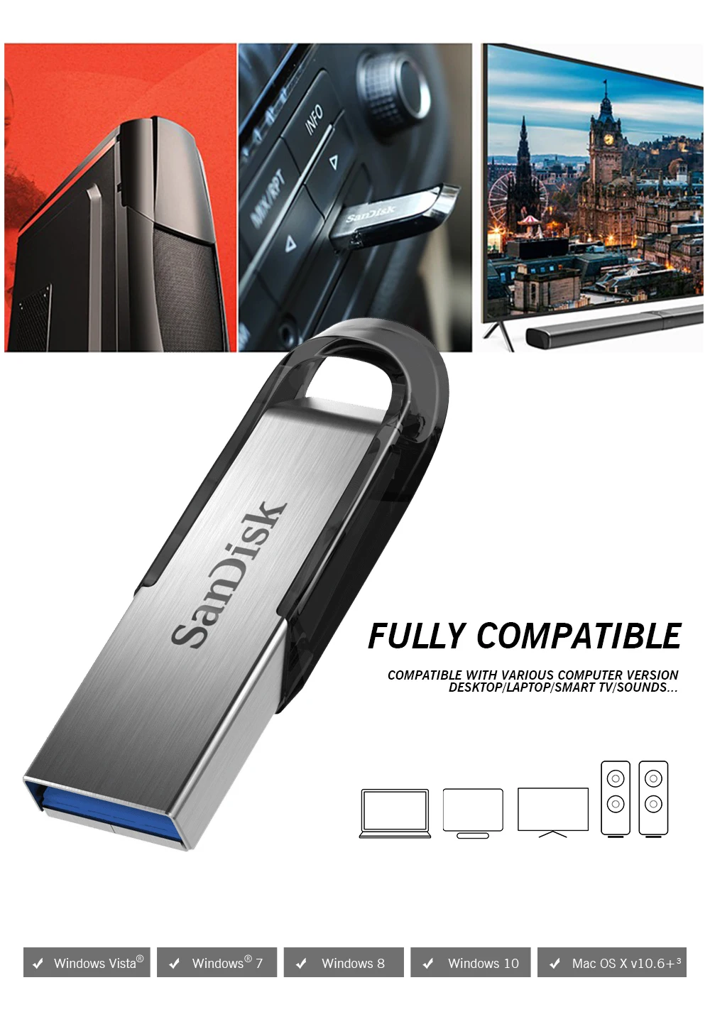 SanDisk USB 3,0 USB флеш-накопитель 16GB 32GB флешка 64GB 128GB карта памяти, Флеш накопитель u диск для планшета