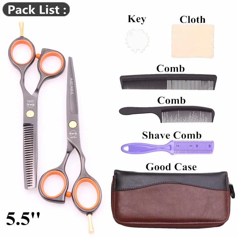 A1014 Hei D-B 5.5YY Professional Hair Scissors 5.5" AQIABI Black 440C Normal Shears Thinning Shears Barber Scissors Hair Scissors Dropshipping A1014 - Цвет: A1014 Hei D-B 5.5YY