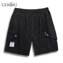Gersri новые летние Мужская мода мужские шорты кэжуал шнурок талии черный Для мужчин шорты больших размеров 6XL 7XL сбоку большие карманы