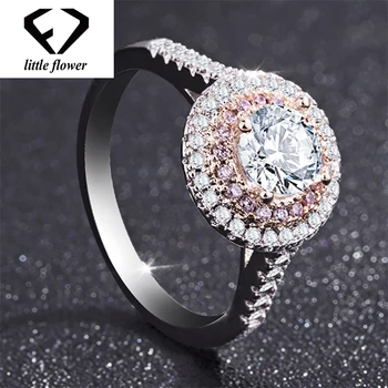 

S925 Silver Color Round Pink Simulation Diamond Ring for women Peridot Anillos Wedding Bizuteria 925 Rings Gemstone Anel Jewelry