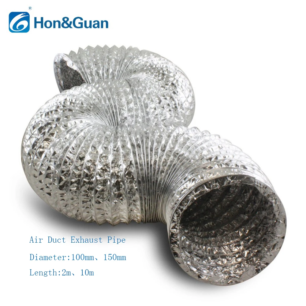 4inch 100mm Universal Air Duct Exhaust Pipe Flexible Tube Double Aluminium Foil Ducting Hose Ventilation Full Length 2m 10m 