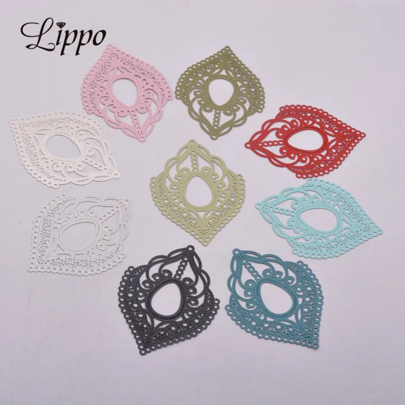 

30pcs AB5416 30*40mm Necklace Shape Jewelry Charms Filigrane Feuille bijoux Enamel Pendant Jewelry Ear Findings