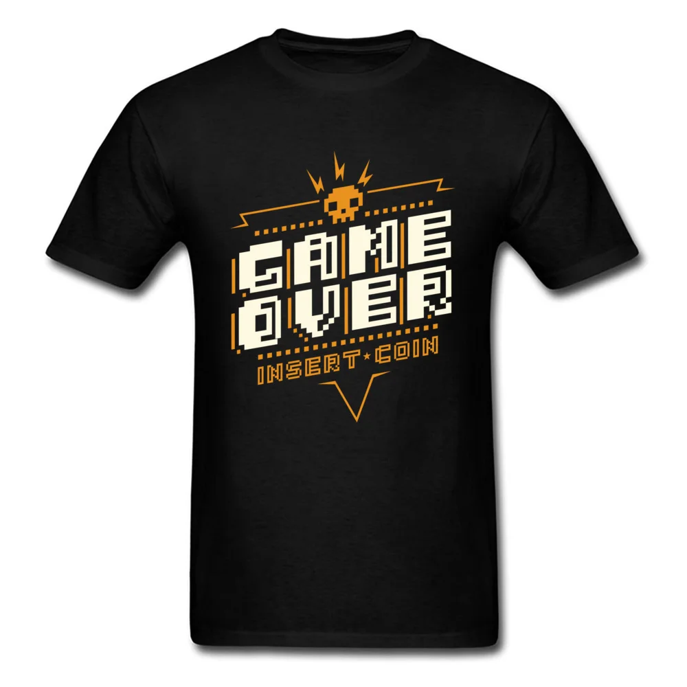 Game Over T Shirts Fitted Short Sleeve Geek 100% Cotton Fabric O-Neck Men Tops & Tees Printed T-shirts Summer Free Shipping Game Over black
