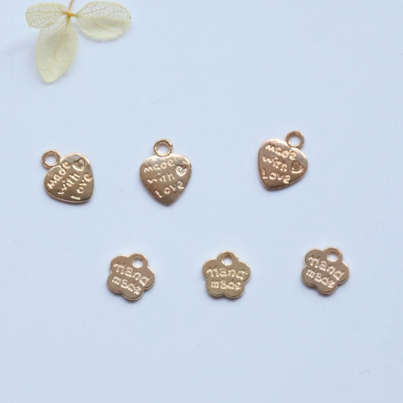 9MM 100Pcs Heart Flower Shape KC Gold Color Alloy Jewelry Charms Beads Jewellery Pendants | Украшения и аксессуары