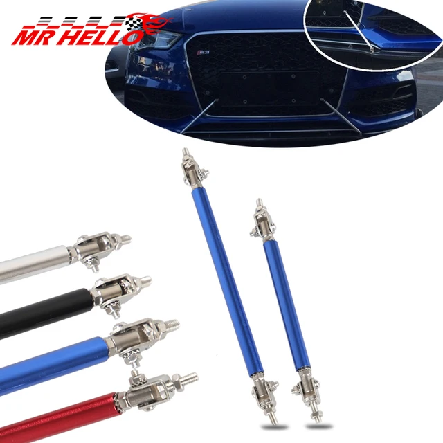 2 Aste Di Supporto Per Splitter Auto In Acciaio Inox - Estensibili, Rosso, Per Diffusore Paraurti, 15 Cm - Foto 7