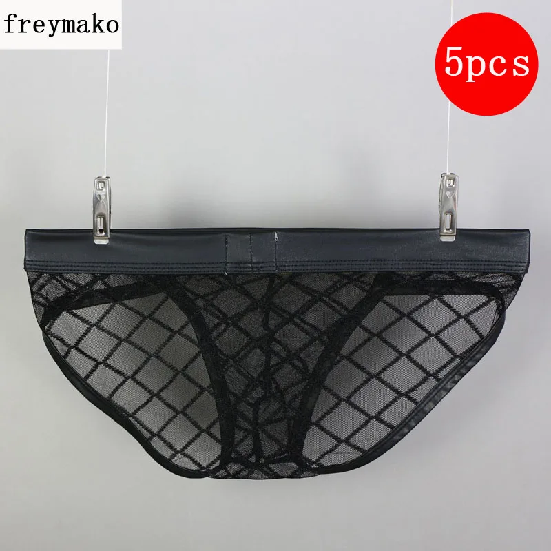 5 шт./лот мужское сексуальное прозрачное Сетчатое нижнее белье дышащие гей трусы