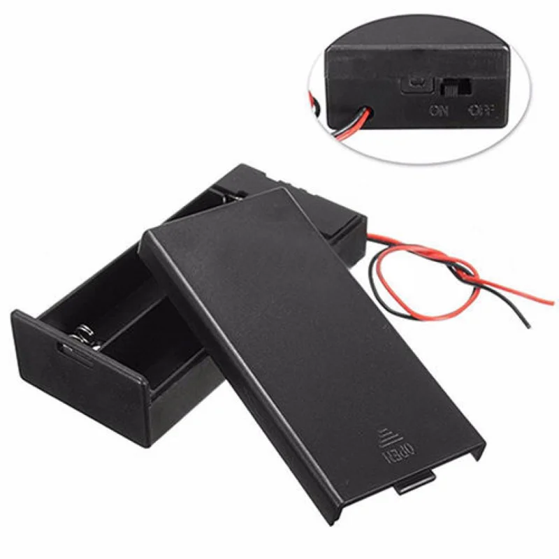 1Pc DC Battery Box Case Storage Holder ON/OFF Switch Wire Battery Case for 2x 18650 3.7V Battery