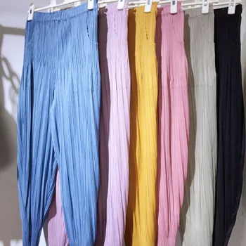 

LANMREM 2020 Spring New Casual Fashion Temperament Women Loose Plus High Waist Folds Solid Color Harem Pants TC554