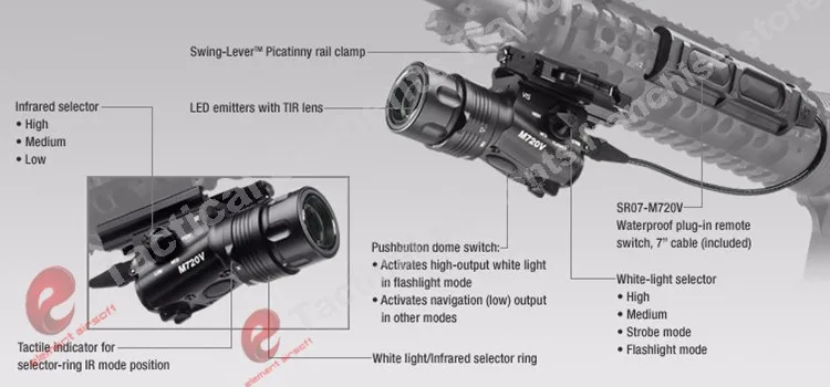 Тактический M720V светодиодный фонарик CREE R5 400 люмен пушка Airsoft фонарик мерцающий Выход версия пистолет свет с M93 для WARGAME