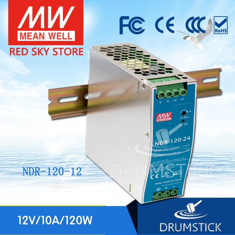 

MEAN WELL NDR-120-12 12V 10A meanwell NDR-120 12V 120W Single Output Industrial DIN Rail Power Supply