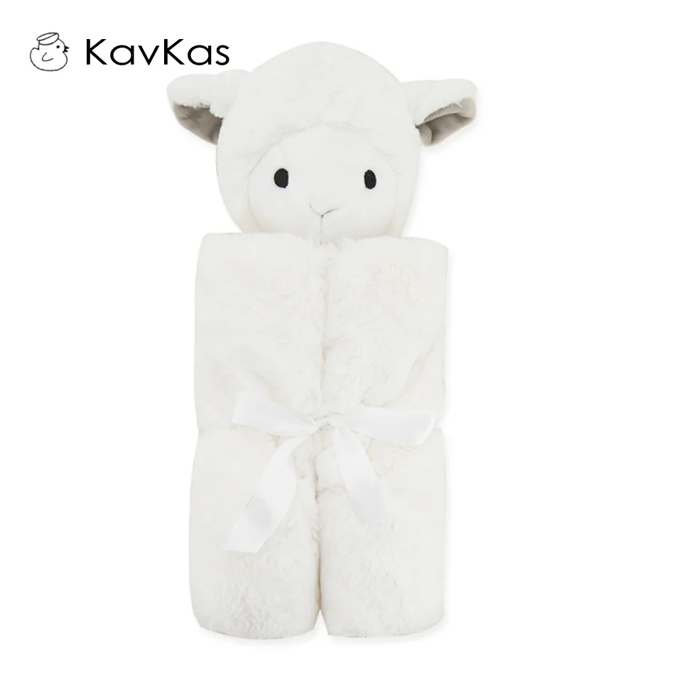 Детское одеяло Kavkas 76*76 см из кораллового флиса зимнее коричневое с мишкой для