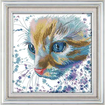 

ONEROOM Everlasting love Christmas Watercolor cat Chinese cross stitch kits Ecological cotton stamped 11 14 CT New store