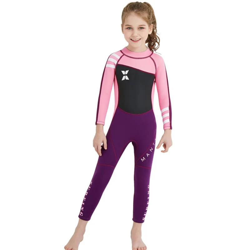 One-piece Girl Siamese warm swimsuit Neoprene Kids Diving Suit Wetsuit children for boys girls Keep Warm Long Sleeves UV protect