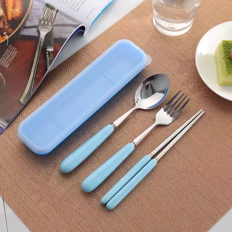 3 шт. набор посуды для путешествий из нержавеющей стали|dinnerware set|plastic dinnerware setportable