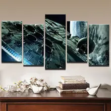 

Canvas Wall Art Modular Pictures Home Decor 5 Panels Star Wars Millennium Falcon Paintings Living Room HD Printed Posters Framed