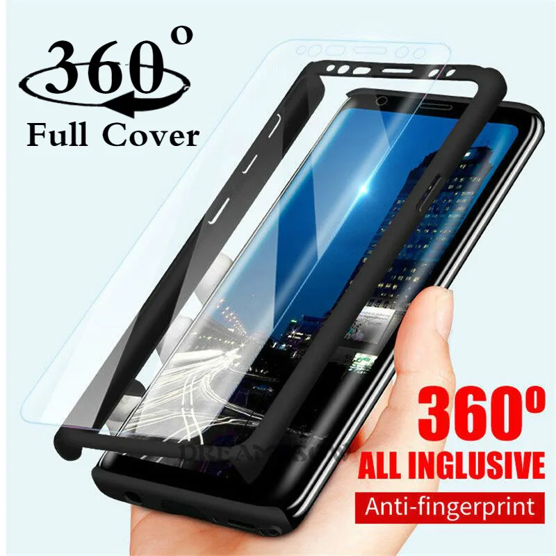 

360 Full Case For Samsung Galaxy A50 A30 M20 J4 J6 A6 A8 Plus A7 2018 A750 S10E S10 S9 S8 Plus S7 Edge Hard PC Cover With Glass