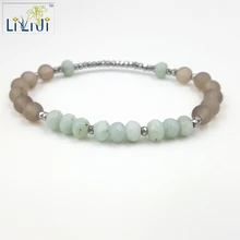 Натуральный Камень Амазонит Серый агат гематит браслет общий размер около " Fanshion ювелирные изделия