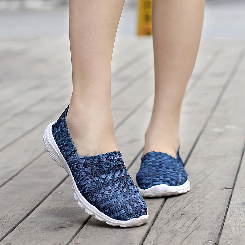 BeckyWalk/весенне-Летняя женская обувь; легкие лоферы на плоской подошве; женская дышащая обувь для вождения; Женская тканая прогулочная обувь; WSH2912