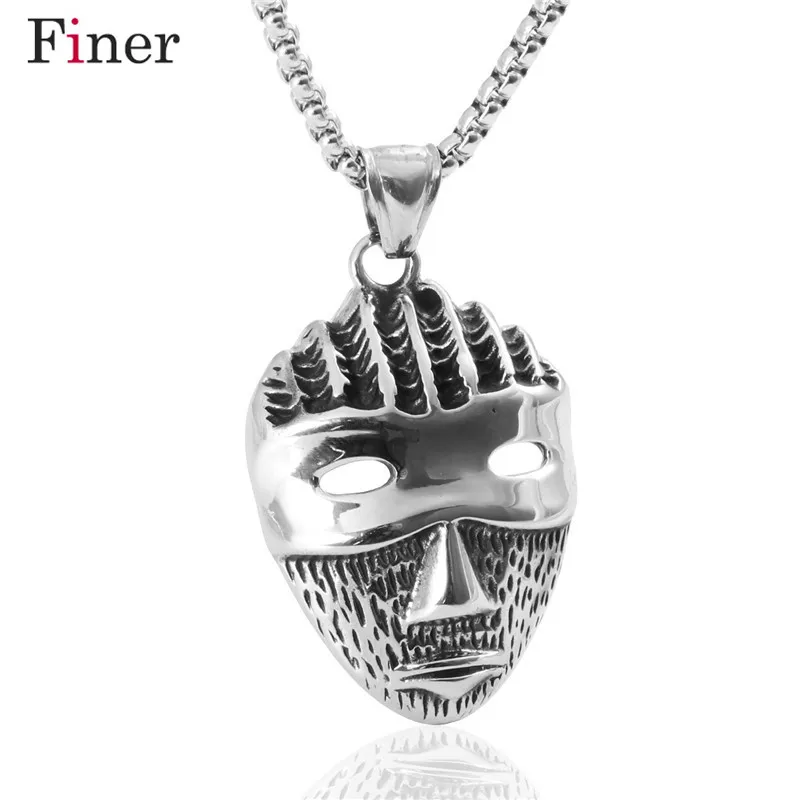 

316L Stainless Steel Men Necklace Vintage Pendant Necklace Men Jewelry Punk Style Box Chain Mask Necklaces