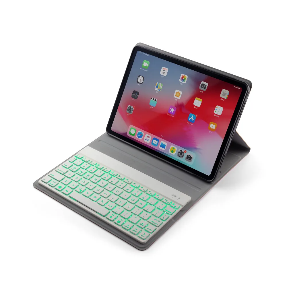 

Removable Russian/Hebrew/Spanish 7 Color LED Backlight Wireless Bluetooth Keyboard Stand Leather Case For Apple iPad Pro 11 2018