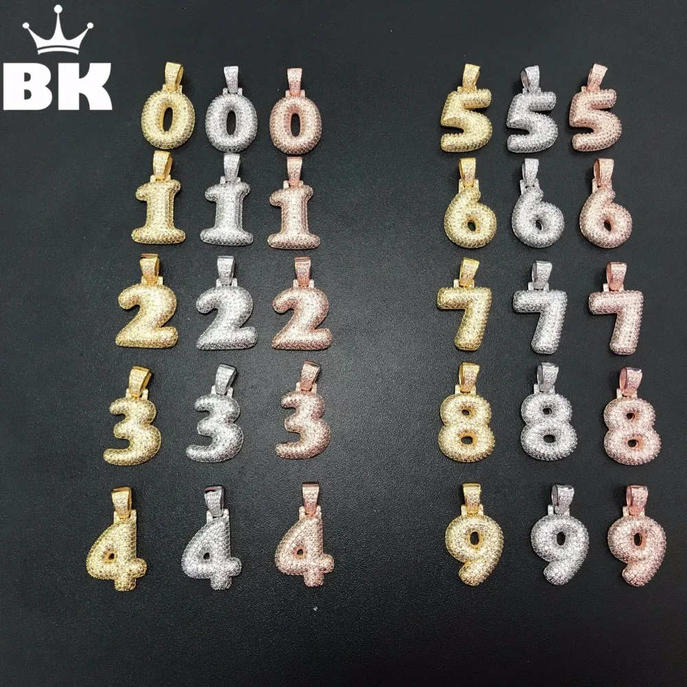 Bling CZ Custom Bubble Number 0 9 Pendant with Rope Chain Copper