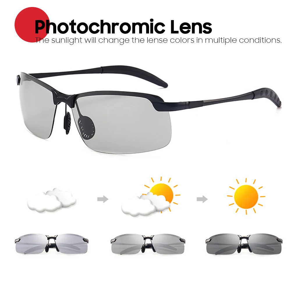 PHOTOCHROMIC SUNGLASSES WITH POLARIZED LENS - DRIVER AND FISHING GLASSES
