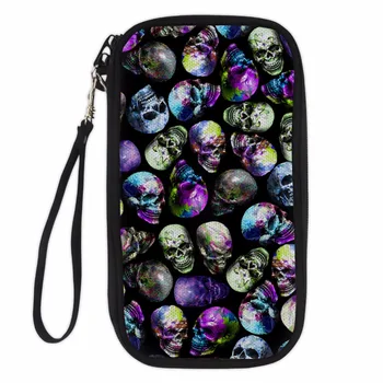

Noisydesigns Women Wellet Case 3D pink Skull bright Skull Passport Cover Durable Pouch Bag Card ID Holders Card Case