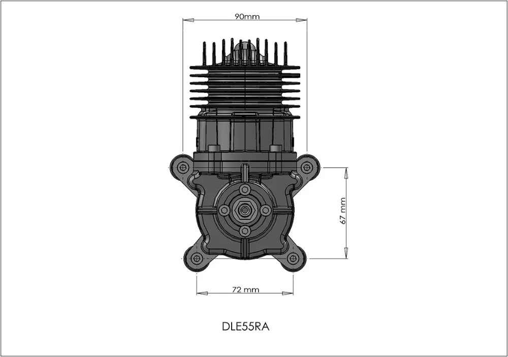 DLE55RA RC самолет бензиновый двигатель одноцилиндровый двухтактный выхлоп с естественным ветровым охлаждением ручной запуск 55CC смещение