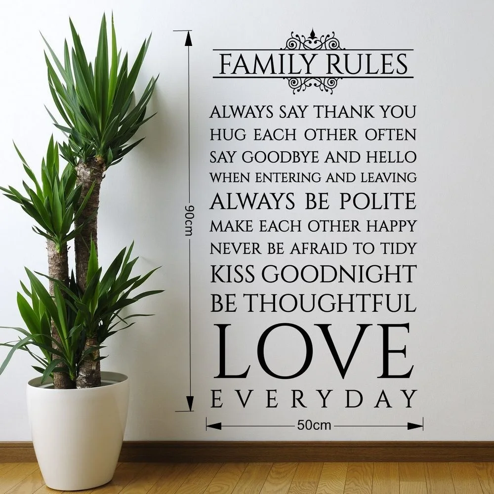Family Rules Love Everyday Quotes Vinyl Wall Sticker Art Wall Decor Decals Decal Wall Sticker Decals Numbersdecal Stickers Car Aliexpress