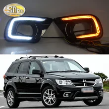 SNCN светодиодный дневного света для Dodge Journey Fiat Freemont 2014 2015 2016 Желтый Включите реле сигнала DRL противотуманных фар украшения