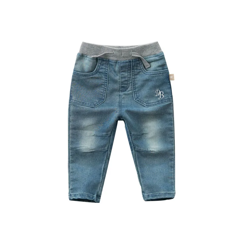 DBM10107-2 dave bella spring baby boys jeans children full length clothes kids pants infant toddler trousers - Цвет: denim blue