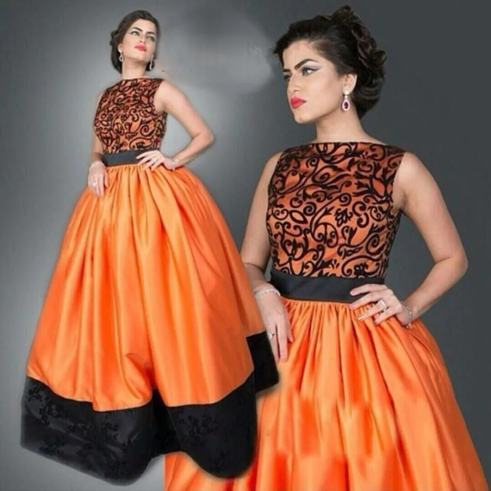 orange and black gown