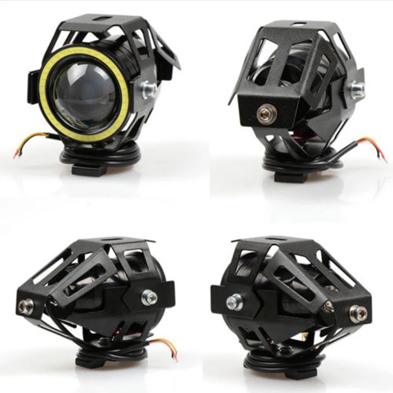 1х белый U7 angel eyes Light 125 Вт светодиодные фары для мотоциклов противотуманный прожектор+ переключатель