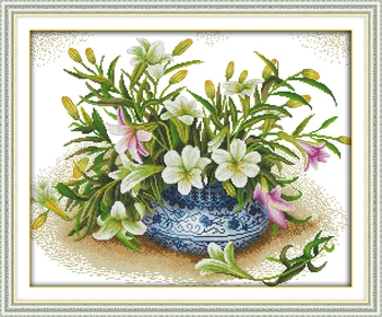 

Fragrant lilies Cross Stitch Kits 11CT Printed 14CT Cross Stitch Set DIY Chinese Cross-stitch Counted Embroidery Needlework