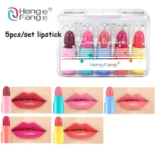 

5pcs/set HENGFANG Brand Professional Candy Color Lipstick Sweet MINI Lip Stick Long Lasting Waterproof Lip Makeup Batom Cosmetic
