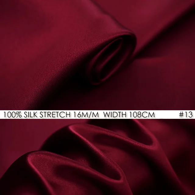 SILK STRETCH SATIN Fabric 108cm width 16momme/95 Natural Mulberry Silk