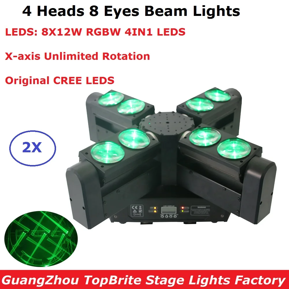 

2 Pack High Quality 8X12W RGBW 4IN1 Moving Head Lights CREE LEDS 8 Eyes Beam Light 85-265V Good For Club Dj Disco KTV Nightclubs