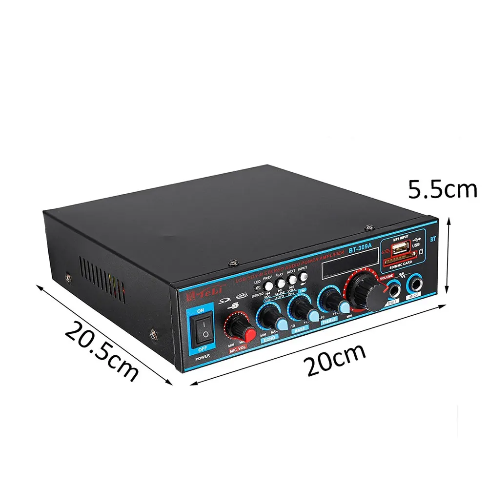 2CH 800W HIFI Цифровой Bluetooth аудио усилитель мощности Встроенный ЖК-дисплей с пультом дистанционного управления Поддержка Bluetooth FM USB SD карта