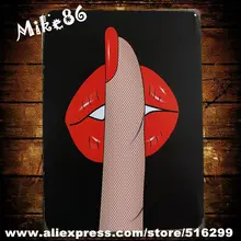 [Mike86] пальцы и красный рот металлические знаки Подарок паб Wall Art Живопись Бар Декор AA-126 заказ смешивания 20*30 см