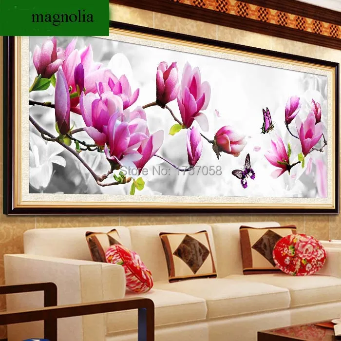 Online 5D mosaikkunst hand blume diamant malerei runde strass kreuzstich diamant stickerei magnolia ölgemälde handwerk