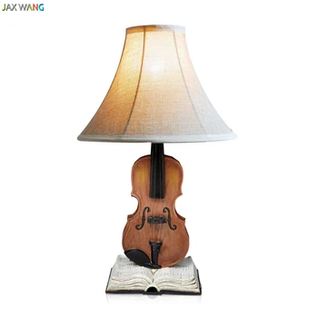 

Creative vintage Violin Wood Fabric Desk Lamps led desk lights for desktop study tafel bureau lamp table led lamp stand