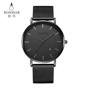 

Ronmar Watches for Men Fashion Ultra Thin Watches Stainless Steel Quartz Men Watches Calendar Waterproof Wrist Watches with