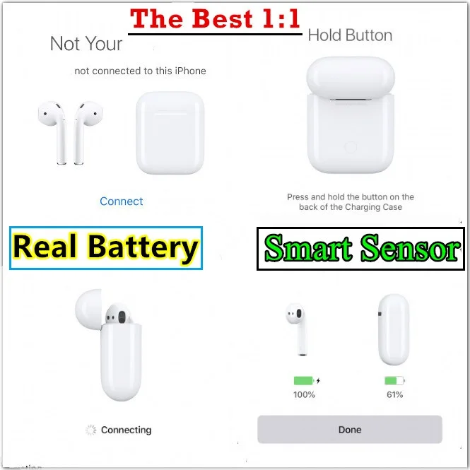 

1pcs/Closest to Original Smart Sensor Real Battery Pop up Earphone TWS Wireless Bluetooth Earphone Connect Headphone Earbuds W1
