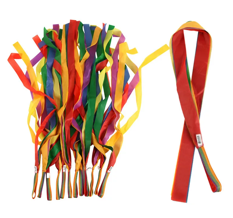 

12 PCS/lots Art Gymnastic Dance Ribbon Gymnastics Gym Rhythmic Ballet Streamer Exercises Ribbons Fitness Rainbow Color For Girls
