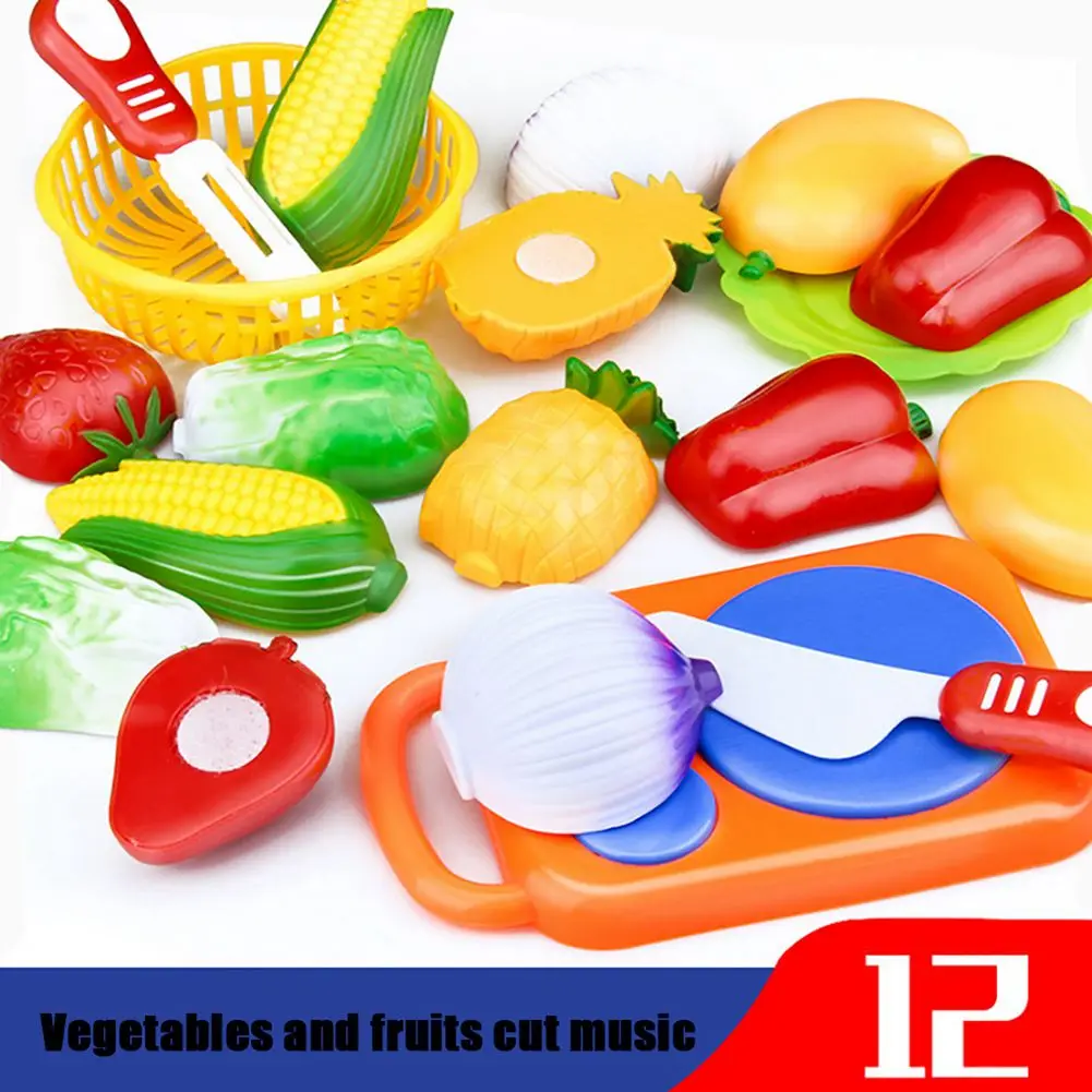 12 шт./компл. детские игрушки Пластиковые фрукты и овощи еда резка ролевые игры Ранние развивающие детские игрушки