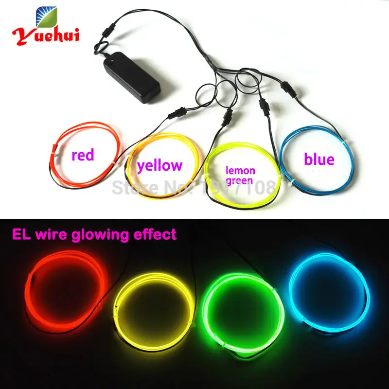 

1.3mm 1Meter 4pieces EL wire electroluminescent wire light flexible neon light/EL cold light For clothes toys/craft decoration