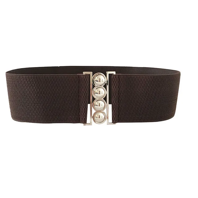 Seabigtoo Wide Elastic Belts For Women High Quality Silver Metal Buckle